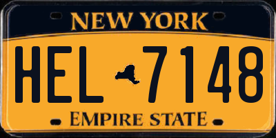 NY license plate HEL7148