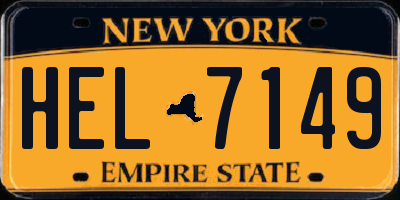 NY license plate HEL7149