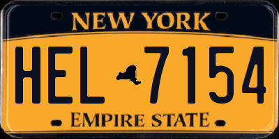 NY license plate HEL7154