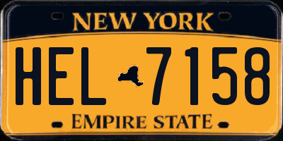 NY license plate HEL7158