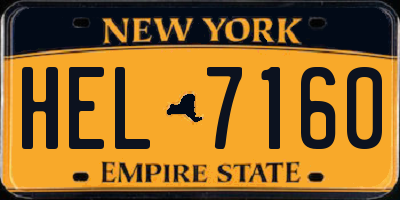 NY license plate HEL7160