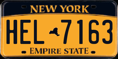 NY license plate HEL7163