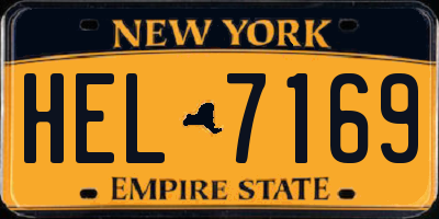 NY license plate HEL7169