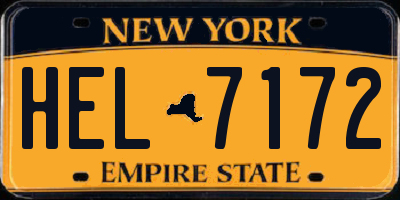 NY license plate HEL7172