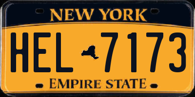 NY license plate HEL7173