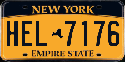 NY license plate HEL7176