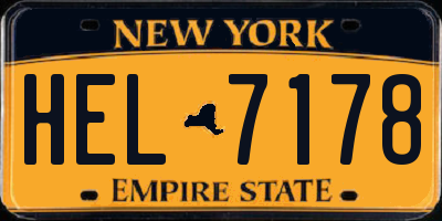 NY license plate HEL7178