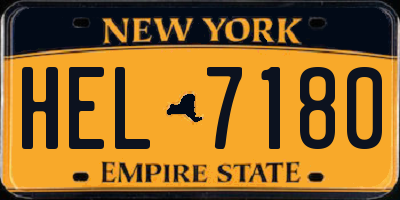 NY license plate HEL7180