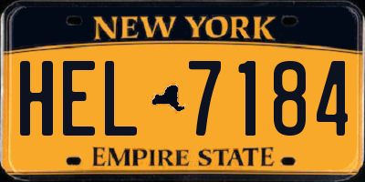 NY license plate HEL7184