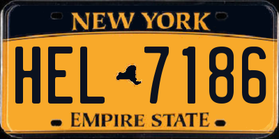 NY license plate HEL7186