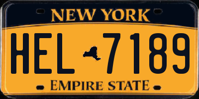NY license plate HEL7189