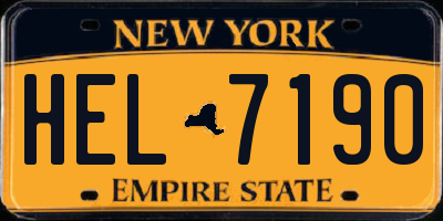 NY license plate HEL7190