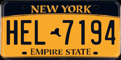 NY license plate HEL7194