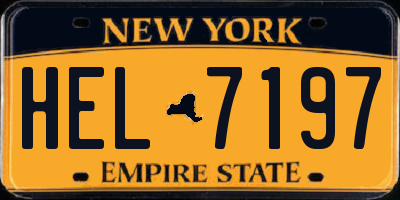 NY license plate HEL7197