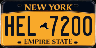 NY license plate HEL7200