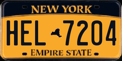 NY license plate HEL7204