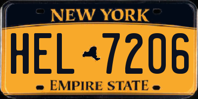 NY license plate HEL7206