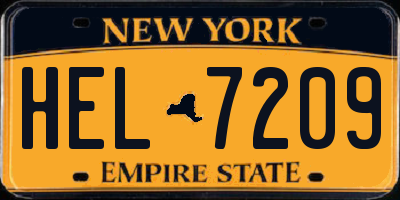 NY license plate HEL7209