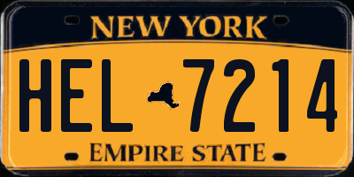NY license plate HEL7214