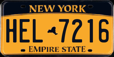 NY license plate HEL7216