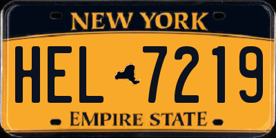 NY license plate HEL7219