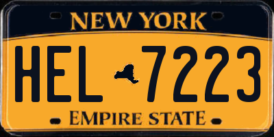 NY license plate HEL7223