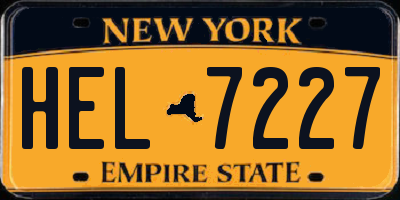 NY license plate HEL7227