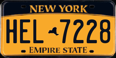 NY license plate HEL7228