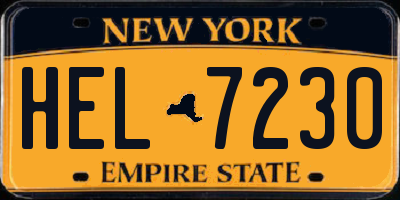 NY license plate HEL7230
