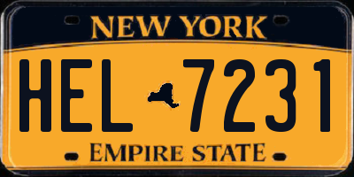 NY license plate HEL7231