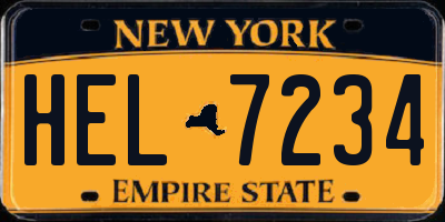 NY license plate HEL7234