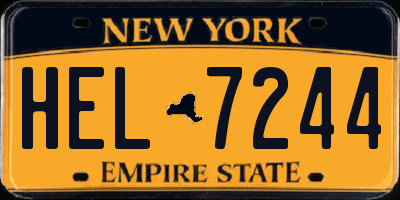NY license plate HEL7244