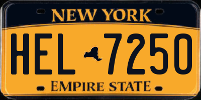NY license plate HEL7250