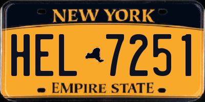 NY license plate HEL7251