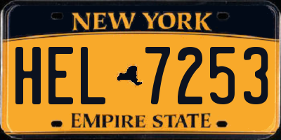NY license plate HEL7253