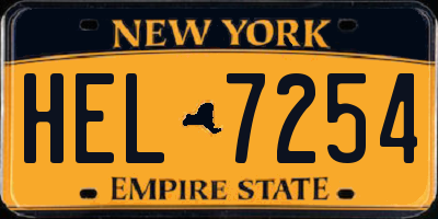 NY license plate HEL7254