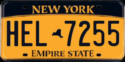 NY license plate HEL7255