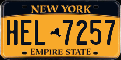 NY license plate HEL7257