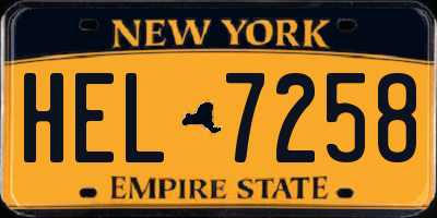NY license plate HEL7258