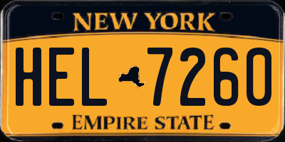 NY license plate HEL7260