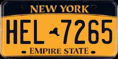 NY license plate HEL7265