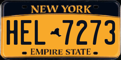 NY license plate HEL7273