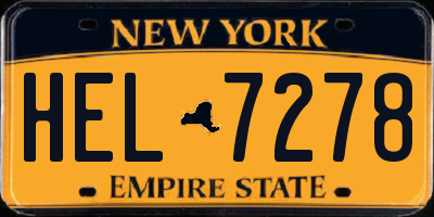 NY license plate HEL7278