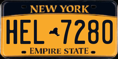 NY license plate HEL7280