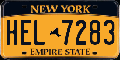 NY license plate HEL7283