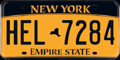 NY license plate HEL7284