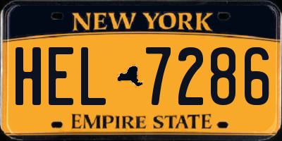 NY license plate HEL7286