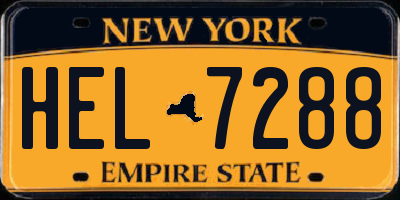 NY license plate HEL7288
