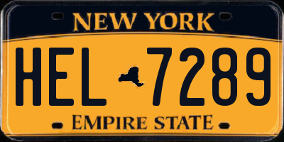 NY license plate HEL7289