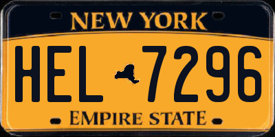 NY license plate HEL7296